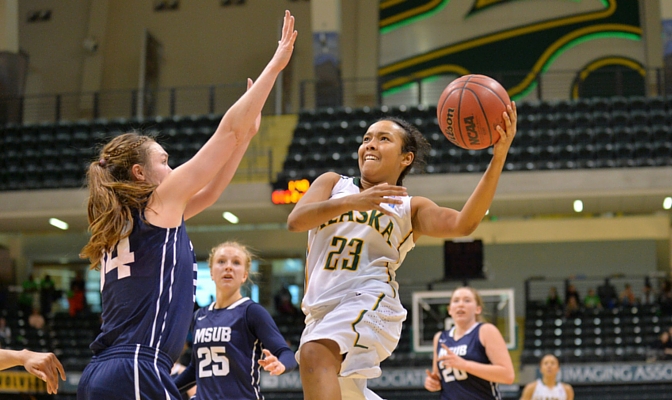 UAA's Kiki Robertson was the GNAC Defensive Player of the Year in 2014-15, leading the conference in steals (100) and assists (180).